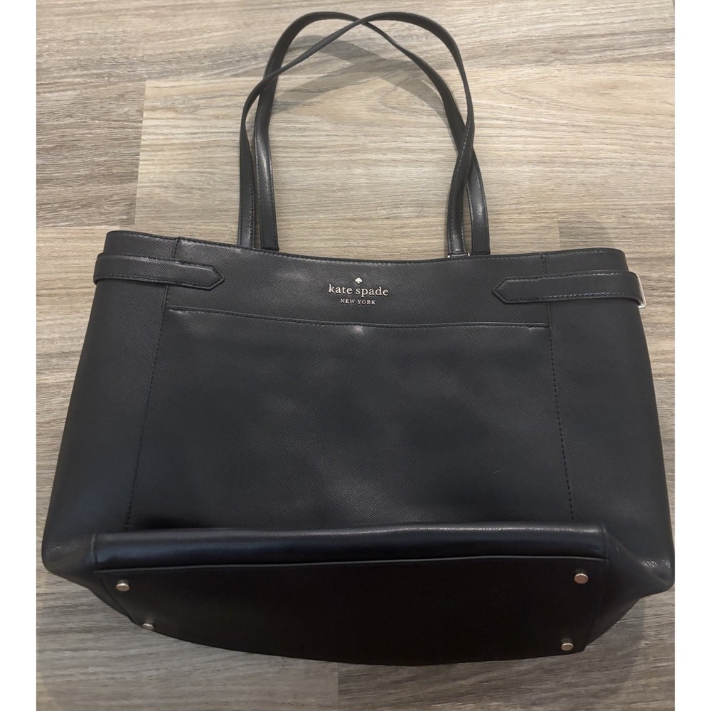 Kate Spade Staci Large Laptop Tote Black Leather Messenger